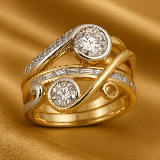 Silver–gold Zirconia Ring