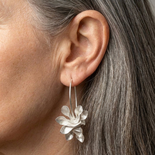 Irregular Blossom Silver Earrings