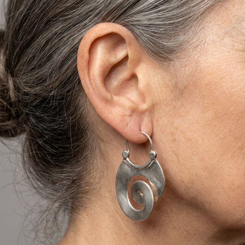 Irregular Form Silver Earrings
