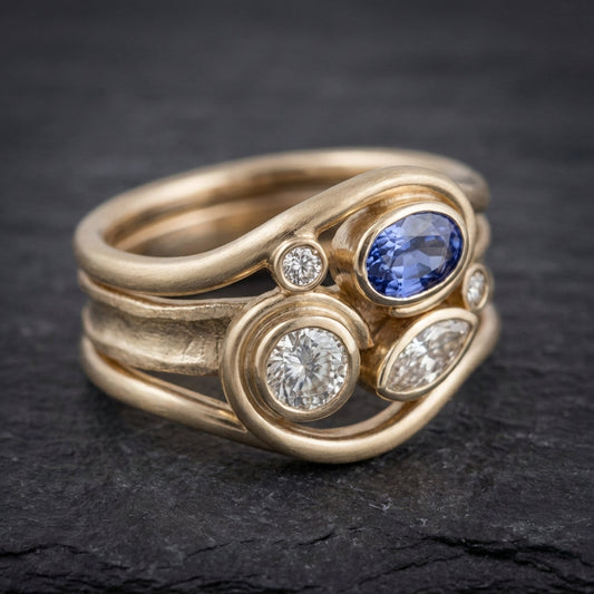 Vintage Layered Zirconia Gold Ring