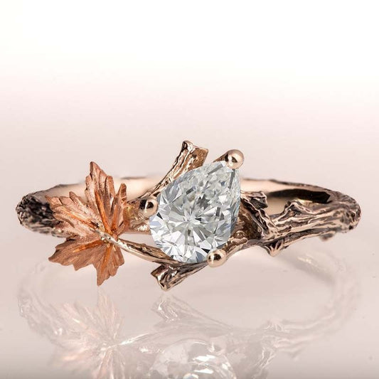 Vintage Leaf Diamond Ring