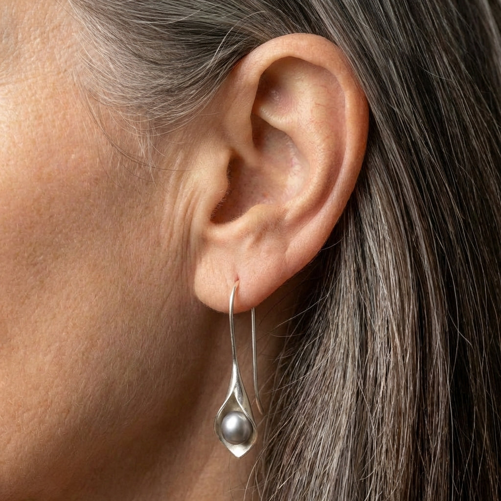 Vintage Leaf & Pearl Earrings