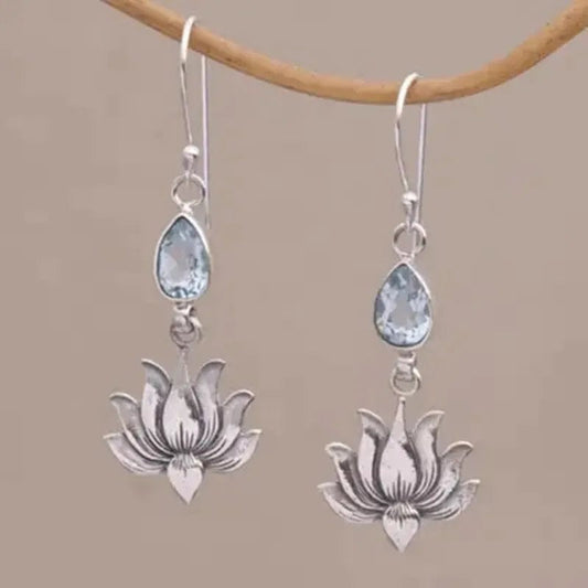 Vintage Lotus Dangle Earrings