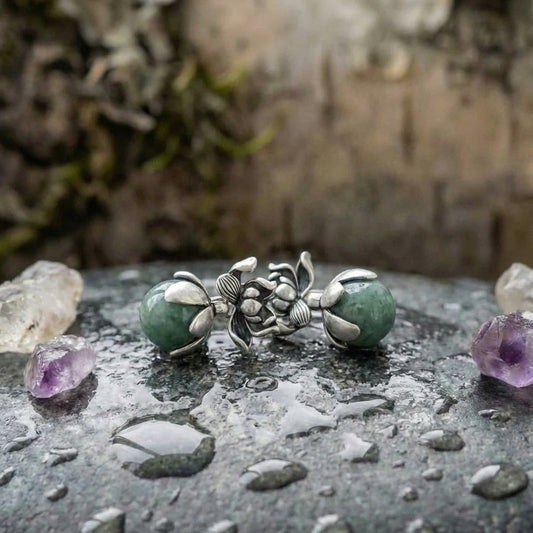 Vintage Lotus Jade Earrings