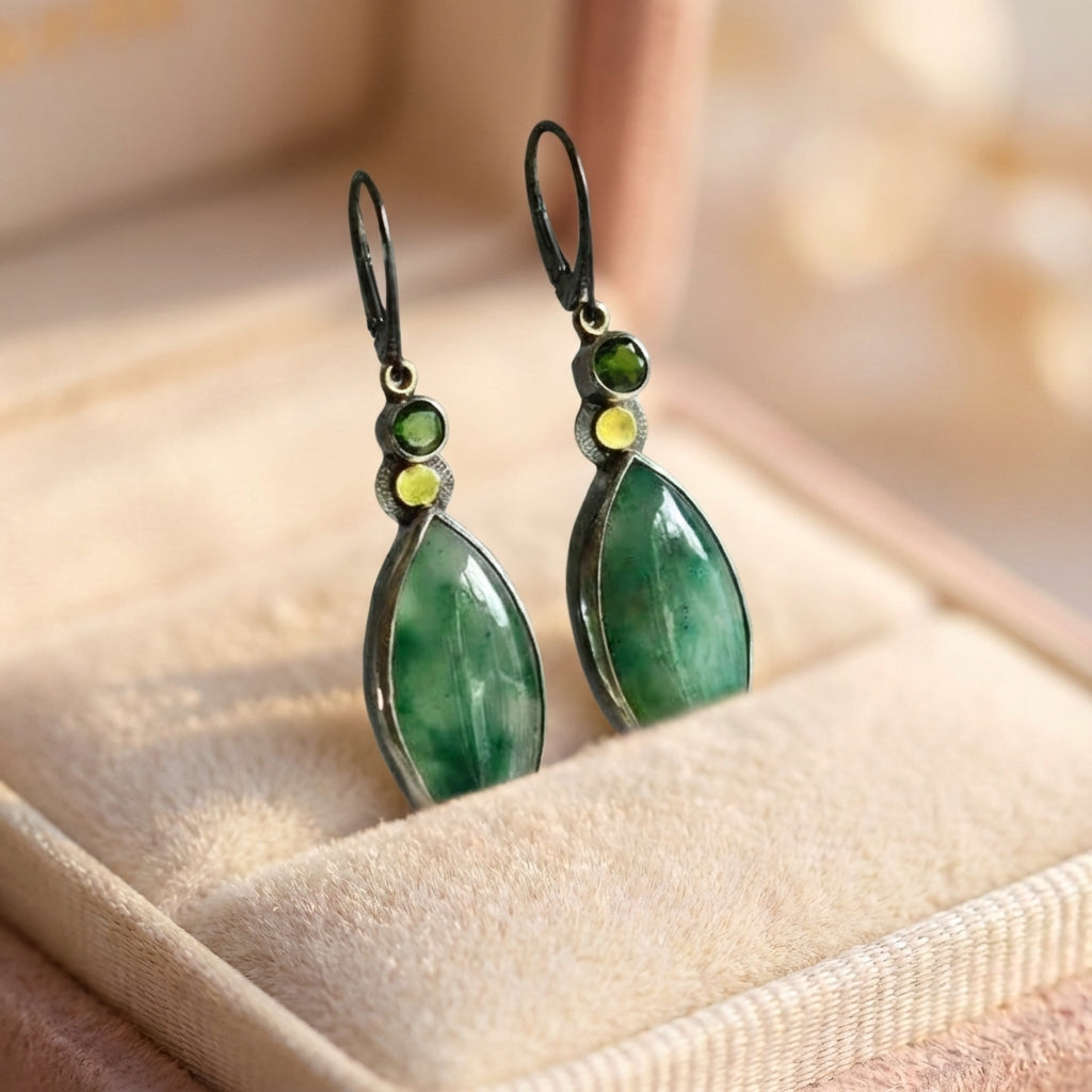 Vintage Metal Leaf Dangle Earrings