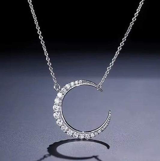 Vintage Moon Silver Necklace