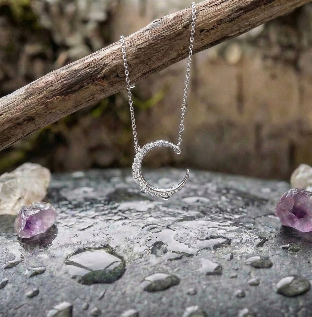 Vintage Moon Silver Necklace