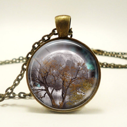Vintage Moon Tree Necklace