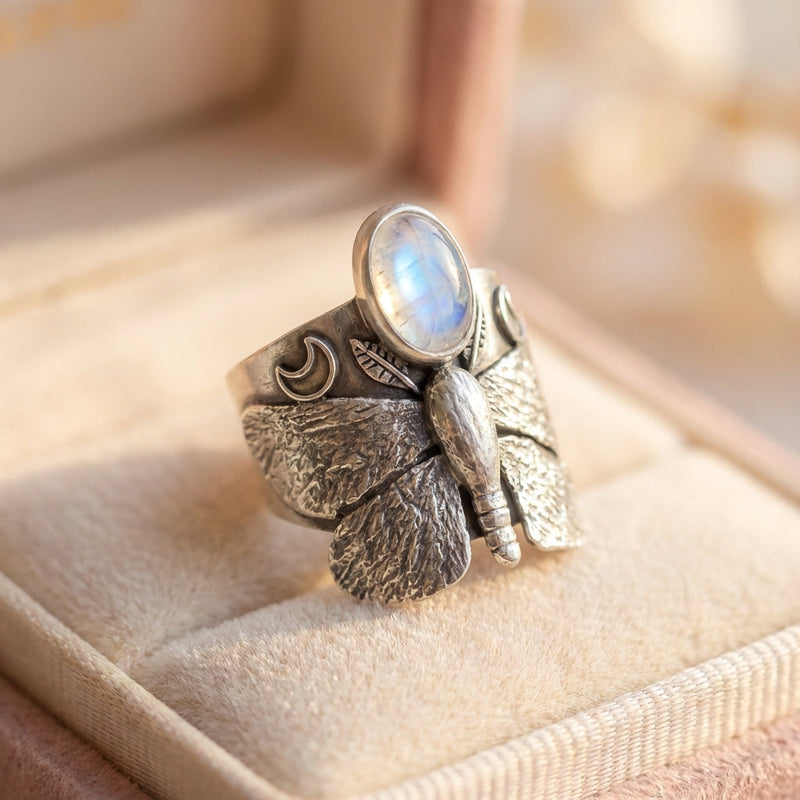 Vintage Moonstone Butterfly Ring