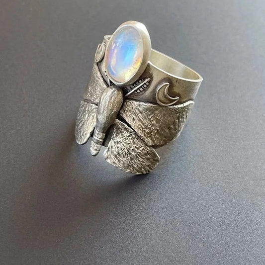 Vintage Moonstone Butterfly Ring