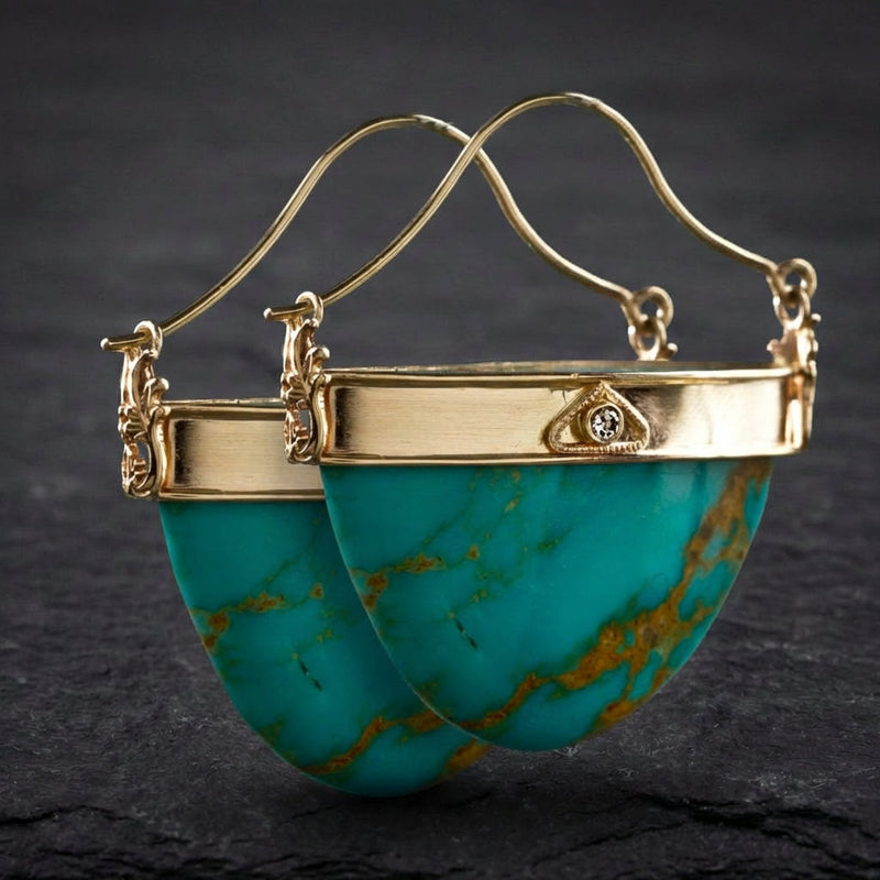 Vintage Opal Crest Gold Earrings