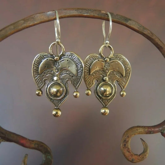 Vintage Ornate Heart Earrings