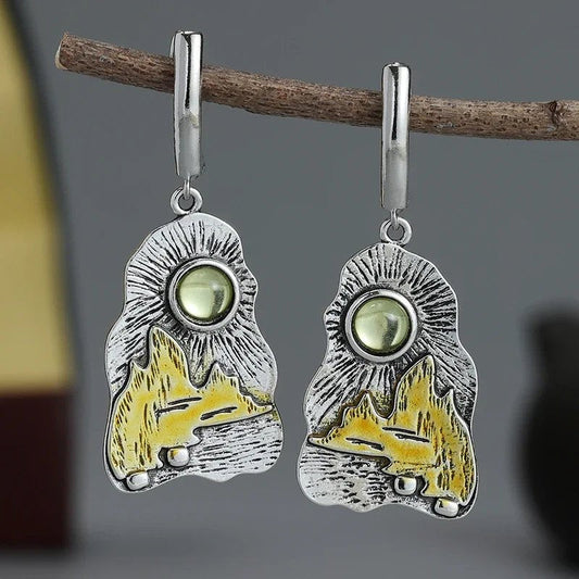 Vintage Owl Stone Earrings