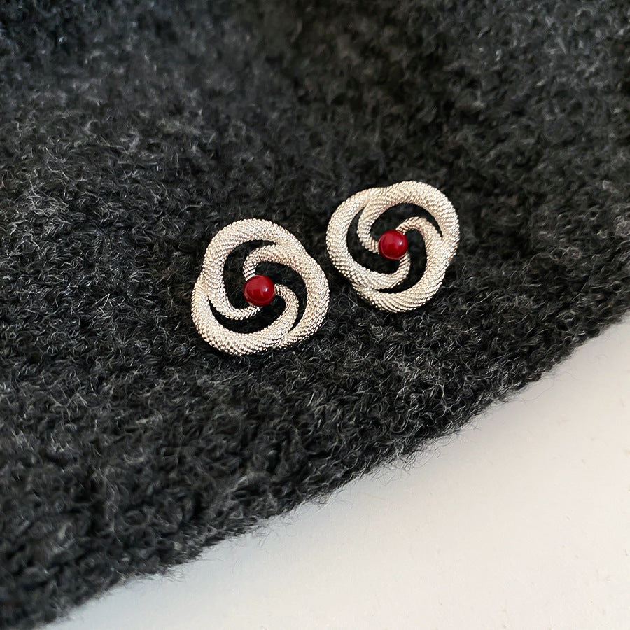Vintage Pearl Red Earrings