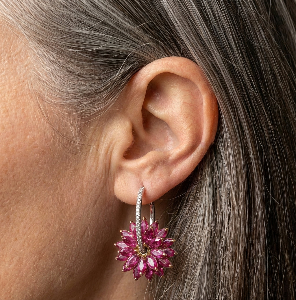 Vintage Pink Flower Earrings