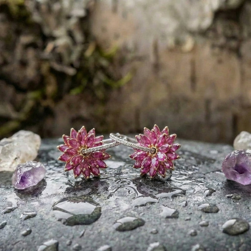 Vintage Pink Flower Earrings