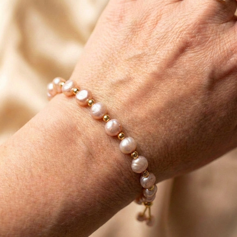 Pink Pearl Charm Wrist Bracelet