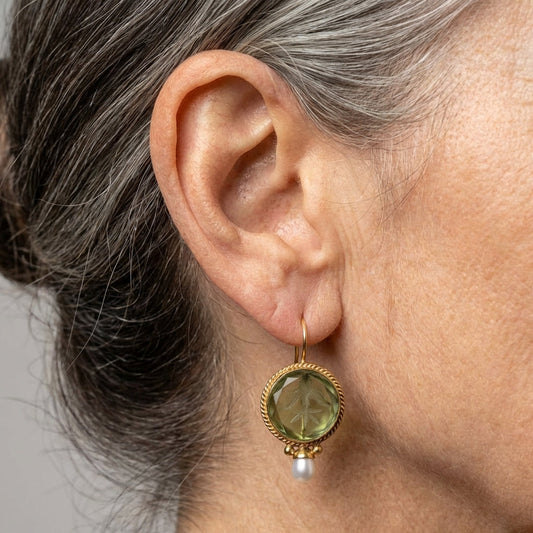 Prehnite Pearl Earrings