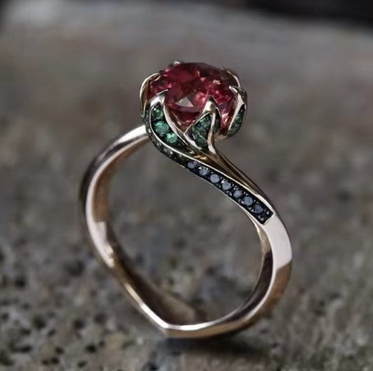Vintage Red Round Stone Ring