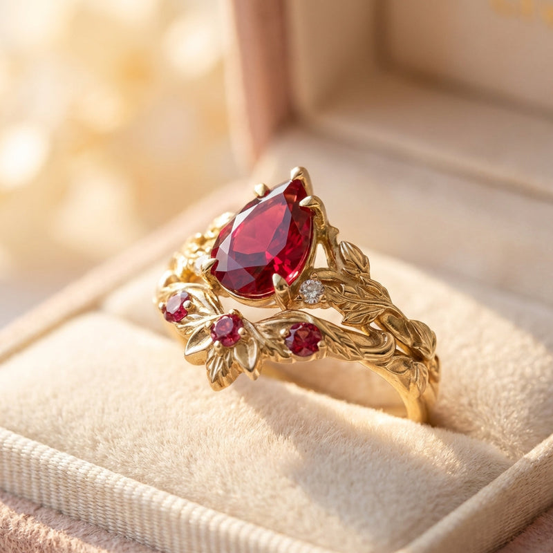 Vintage Ruby Flower Ring