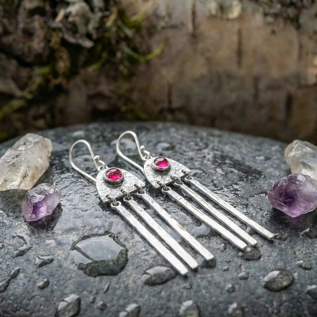 Vintage Ruby Tassel Earrings