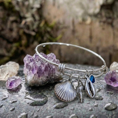 Vintage Shell Charm Adjustable Silver Bracelet