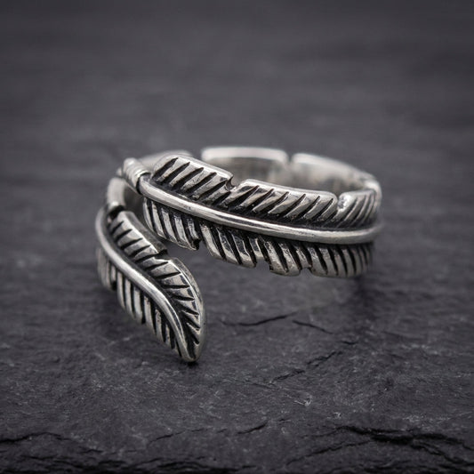 Vintage Silver Adjustable Leaf Ring