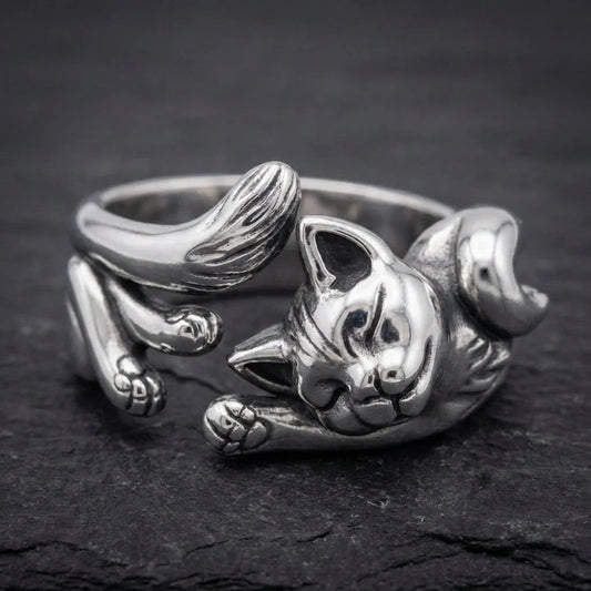 Vintage Silver Cat Ring