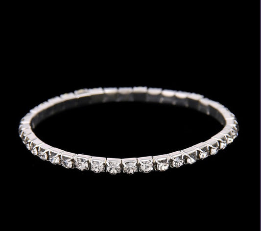 Vintage Silver Single Row Crystal Bangle