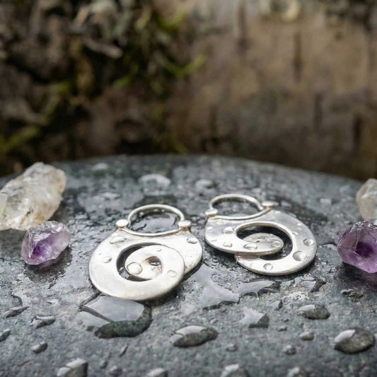 Vintage Spiral Dangle Silver Earrings