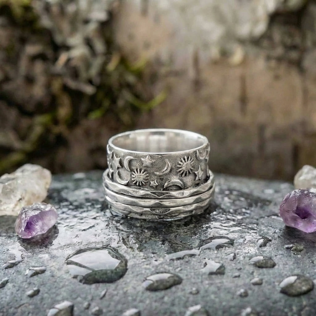 Vintage Sun Moon Star Ring