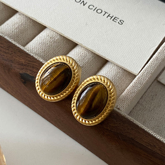 Vintage Tiger'S Eye Earrings