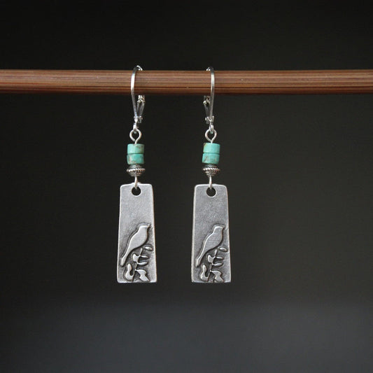 Vintage Turquoise Bird Earrings
