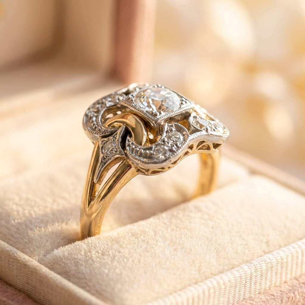 Vintage Zirconia Gold Ring