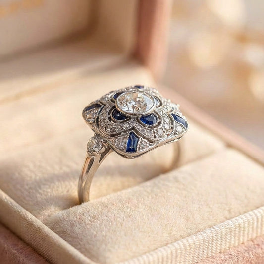 Vintage Silver Ring With Blue Zirconia