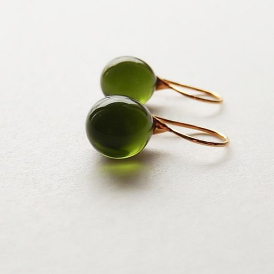 Green Bright Drop Earrings