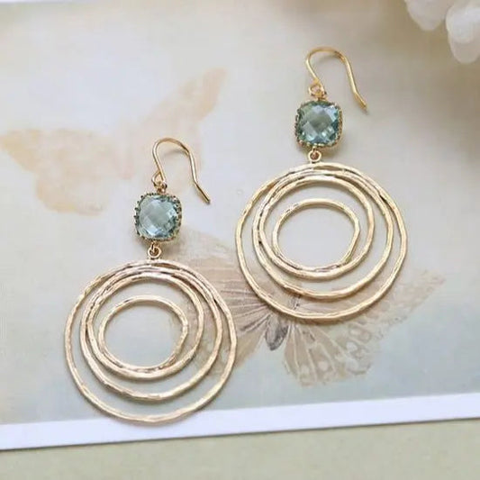 Gold and Zirconium Spiral Design Earrings