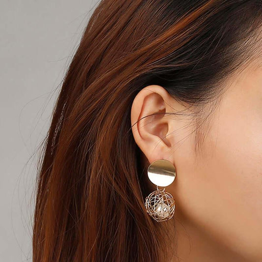 Hollow Sphere Gold Earrings