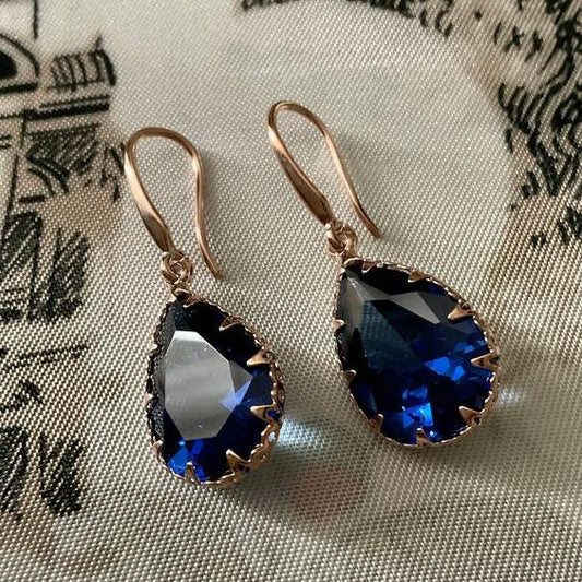 Drop Blue Glass Earrings
