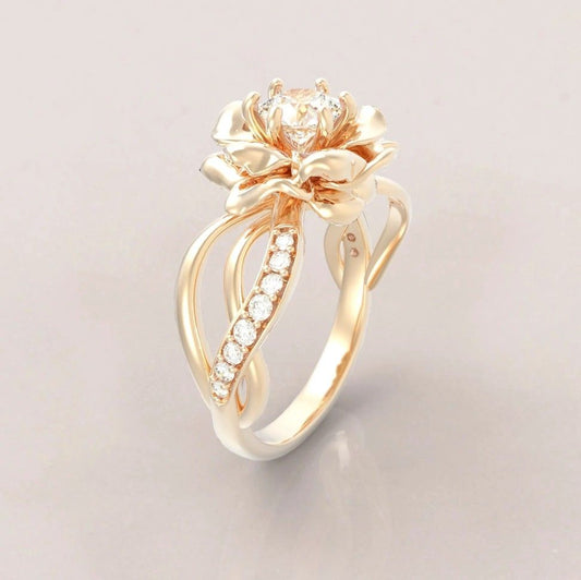 Golden Blossom Crystal Ring