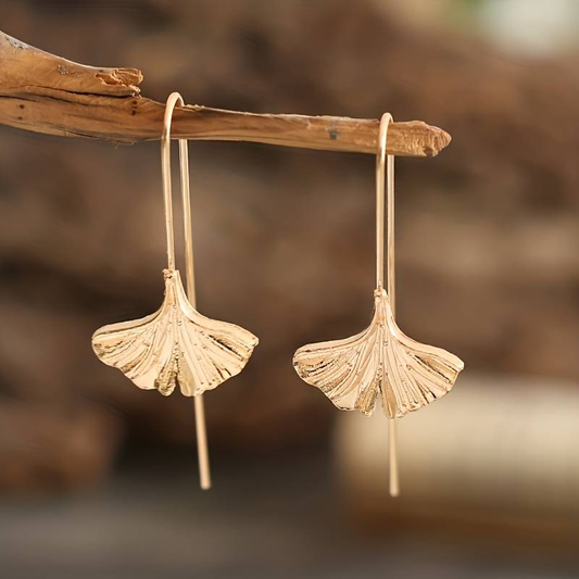 Golden Petal Dangling Earrings