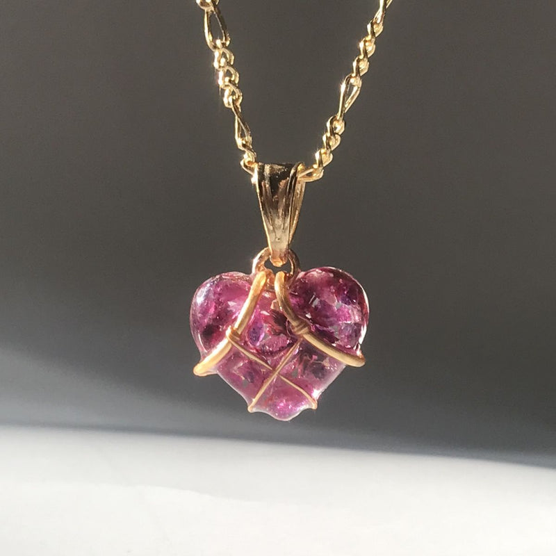 Pink Heart Wrapped Necklace
