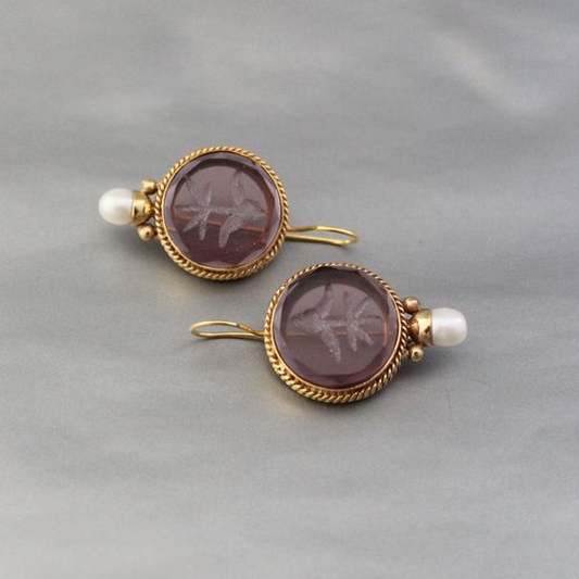 Garnet Crystal & Pearl Earrings