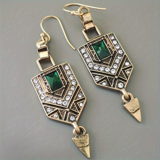 Green Zirconia Gold Earrings