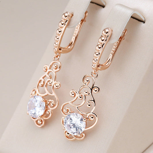Gold Earrings With Crystal