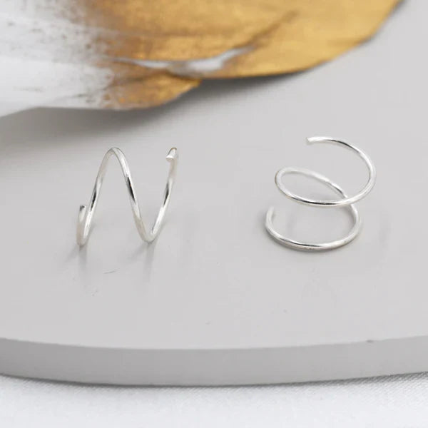 Minimalist Spiral Hoop Earrings In Sterling Silver