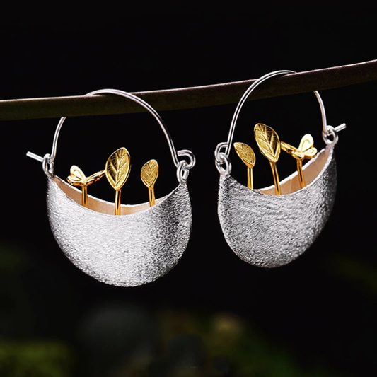 Gold Plated Basket Earrings in Silver