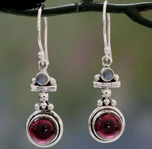 Dangling Red Crystal Earrings
