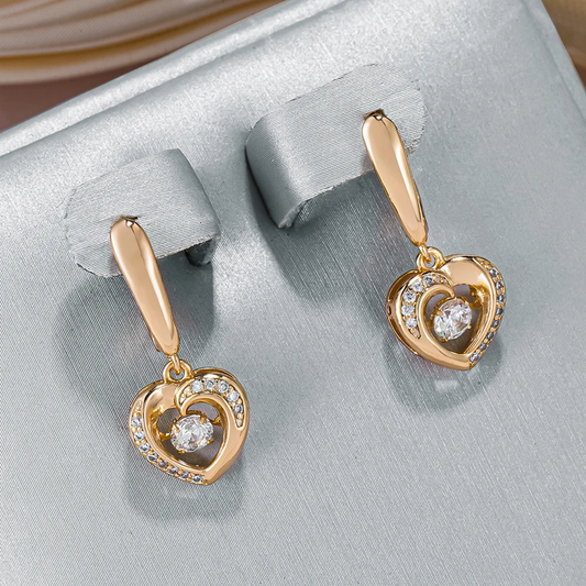 Gold Bright Hollow Heart Earrings