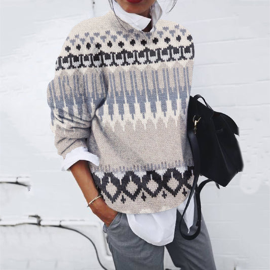 Vintage Irregular Striped Pattern Women's Sweater elevenforest